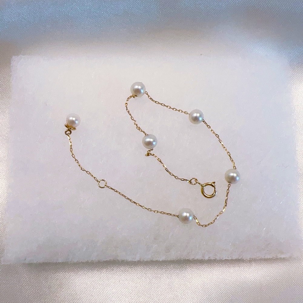 14k yellow gold fresh water pearl bracelet
